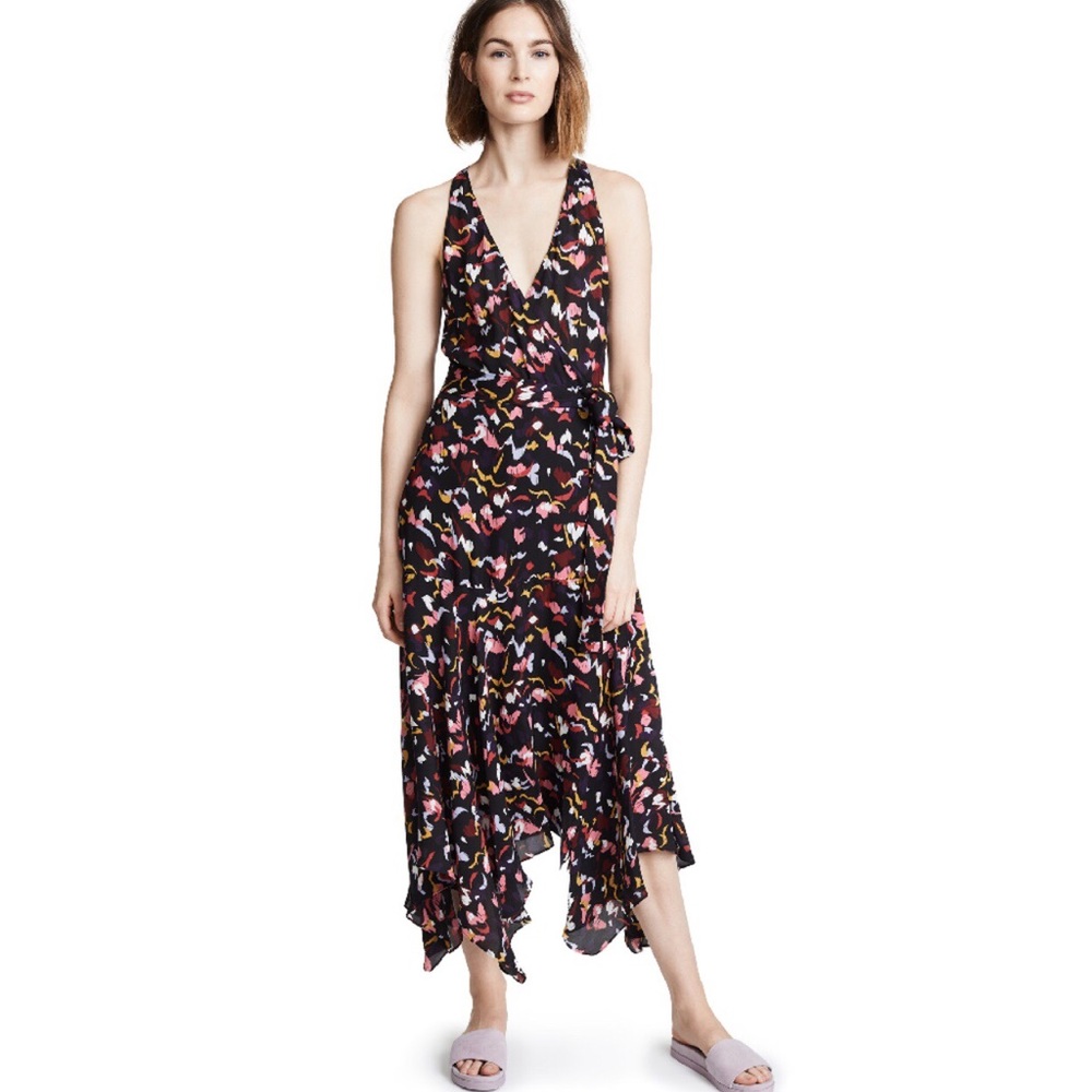 HP π ALC Roslyn Wrap dress silk heart print 4 - Picture 1 of 8